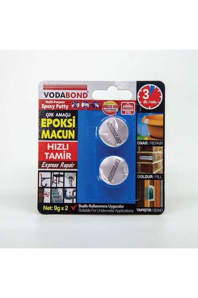 Vodaband 9grx2 Epoksi Macun Hızlı Tamir Süper Yapıştırıcı Su Altı Kullanıma Uygundur