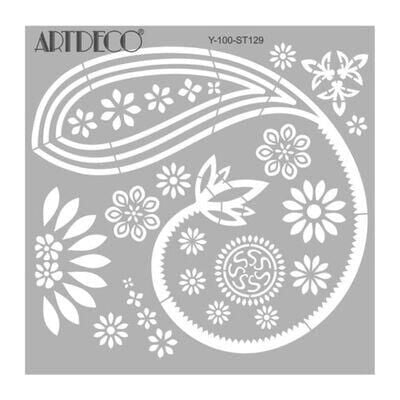 Artdeco Stencil 30x30cm Şal Deseni 129 Lv-y-100-st129
