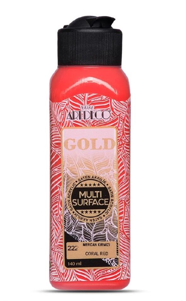 Artdeco Gold Multi-surface Akrilik Boya 140ml Mercan Kırmızı 222 Lv-y-g70r-222