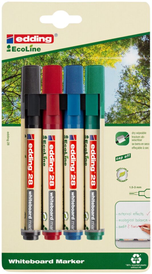 Edding Ecolıne Beyaz Tahta Kalemi 4'lü Set (e-28) Ed28b499