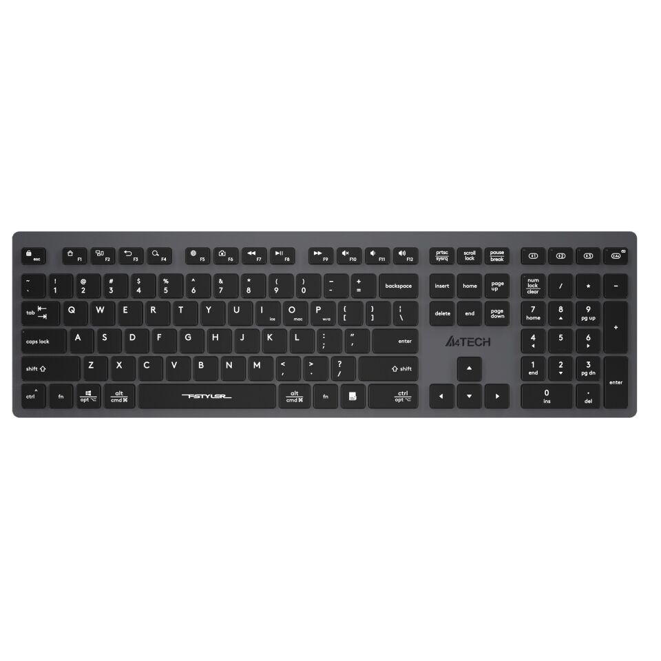 A4 Tech Fstyler Fbx50c Gri Bluetooth+2.4g Nano Fn Şarjlı Multimedya Klavye