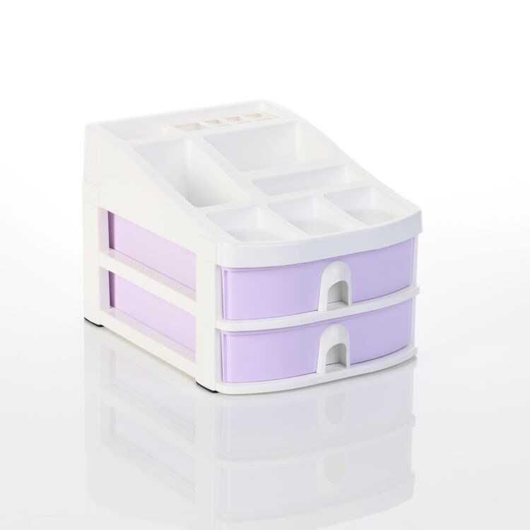 Ops Organizer Beyaz Gövde Pastel Mor Çift Çekmeceli Co7200-pmo