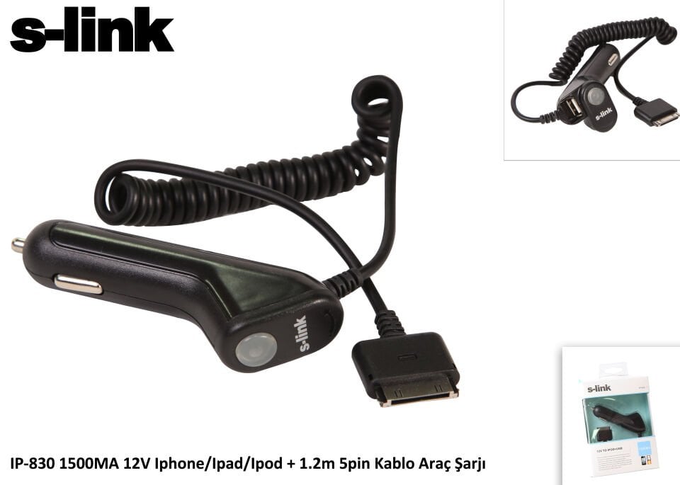 S-link Ip-830 1500ma 12v Ipod-iphone-ipad Araç Şarj Cihazı