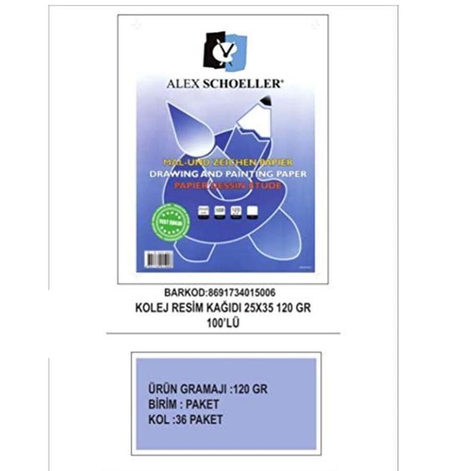 Alex Schoeller Resim Kağıdı 25x35 Cm 120 Gr 100 Lu