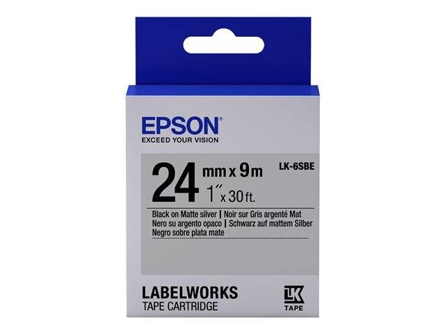 Epson Lk-6sbe Mat Siyah Üzeri Mat Gümüş 24mm 9metre Etiket