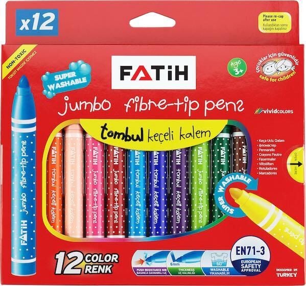 Fatih Keçeli Kalem 12'li Jumbo Yıkanabilir Fa-34260