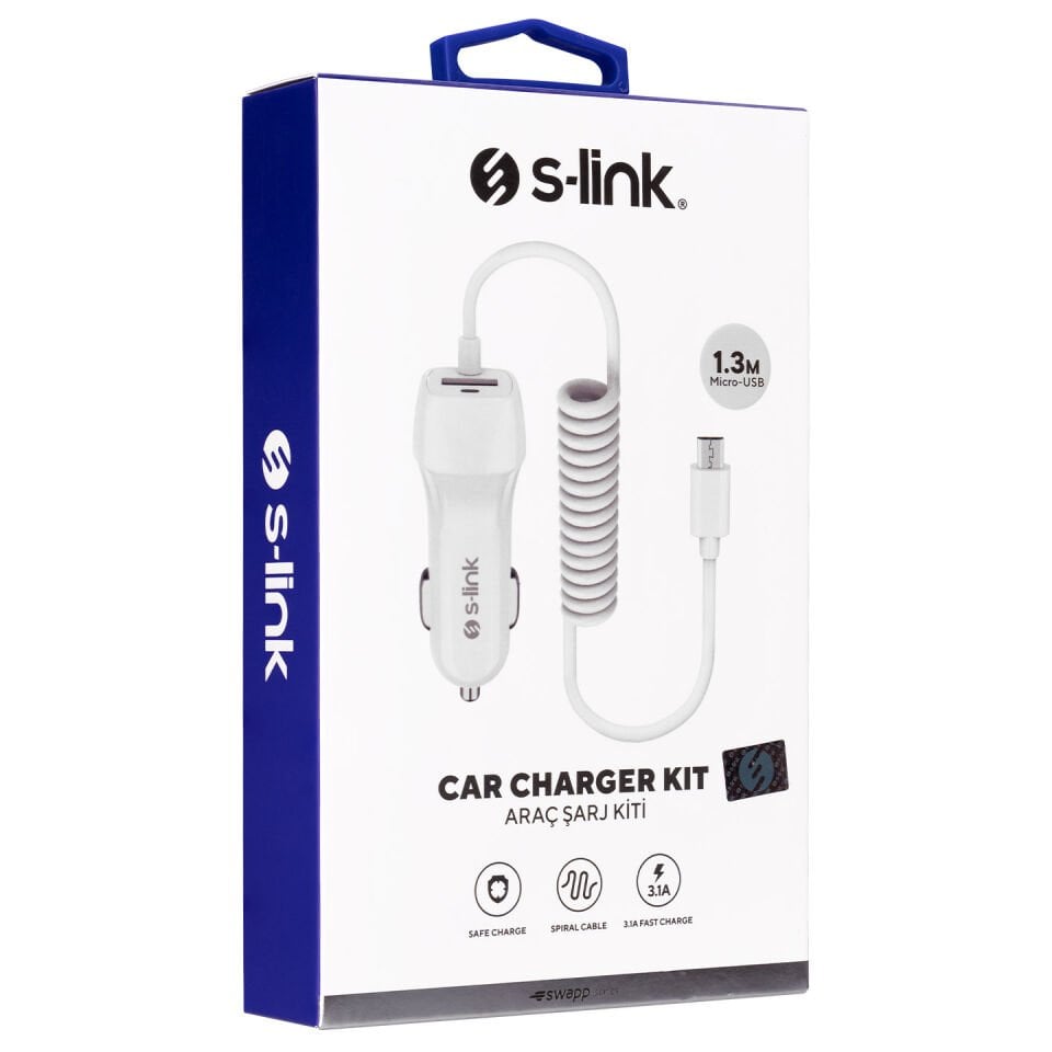 S-link Swapp Sw-c535 1 Usb + Micro Usb 12-24v 3.1a Kablolu Araç Şarj Cihazı