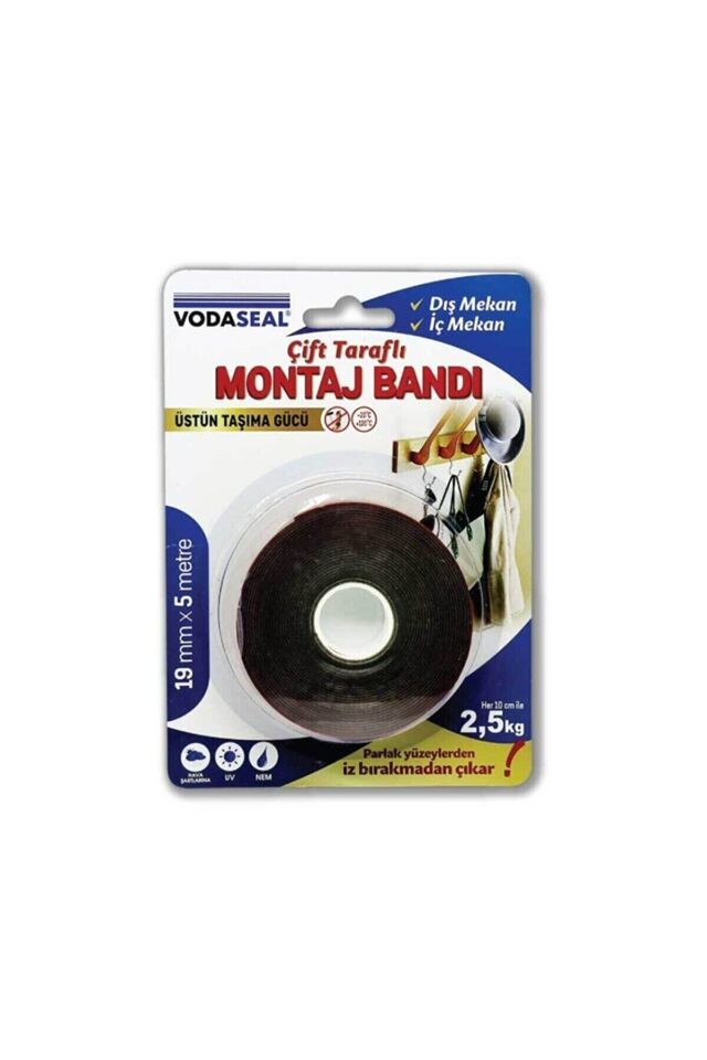 Vodaseal Çift Taraflı Montaj Bandı 19mmx5mt Gri Vhb Bandı Üstün Taşıma Gücü