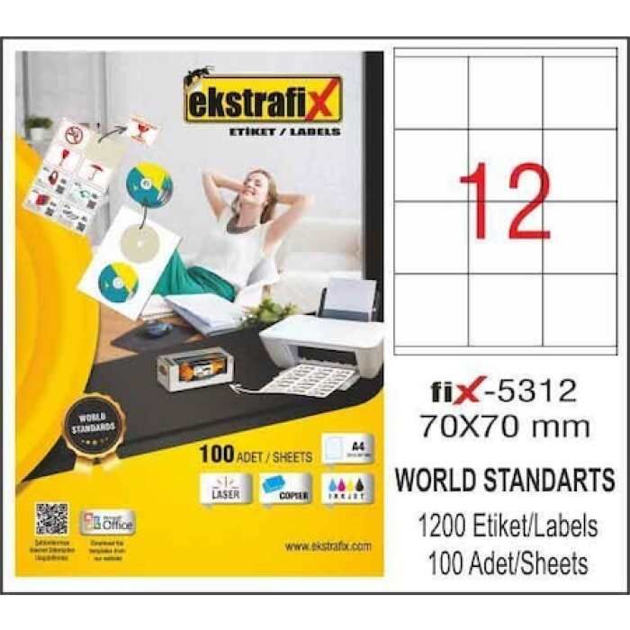 Ekstrafix (fix-5027 ) Laser Etiket 70 X 32 Mm Q