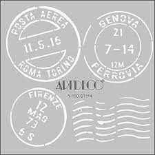 Artdeco Stencil 30x30cm İtalyan Posta Pulu 114 Lv-y-100-st114