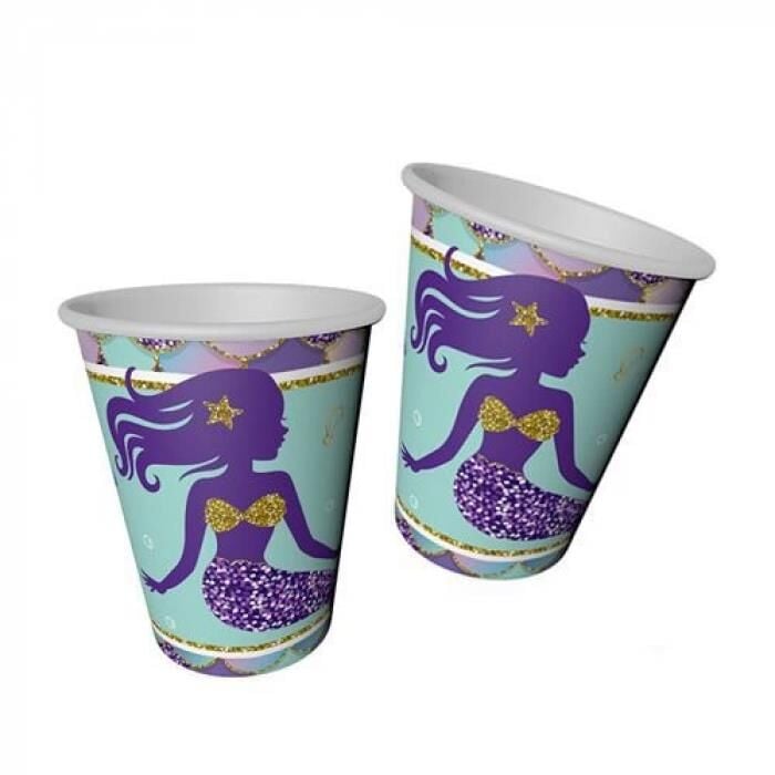 Balonevi.pırıltılı Denizkızı Kağıt Bardak 220/240 Cc (8 Ad)