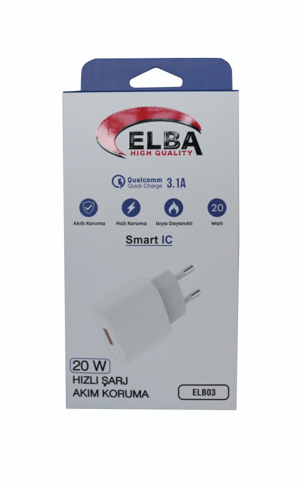 Elba Elb03-20usb Beyaz 20w Usb Şarj Kafa Qc4.0(akıllı Koruma-hızlı Şarj-isıya Dayanıklı)