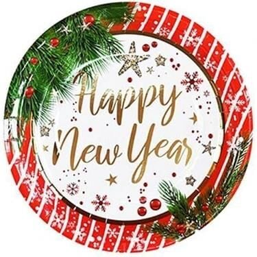 Balonevi.happy New Year Varak Baskılı Tabak 23 Cm (6ad)