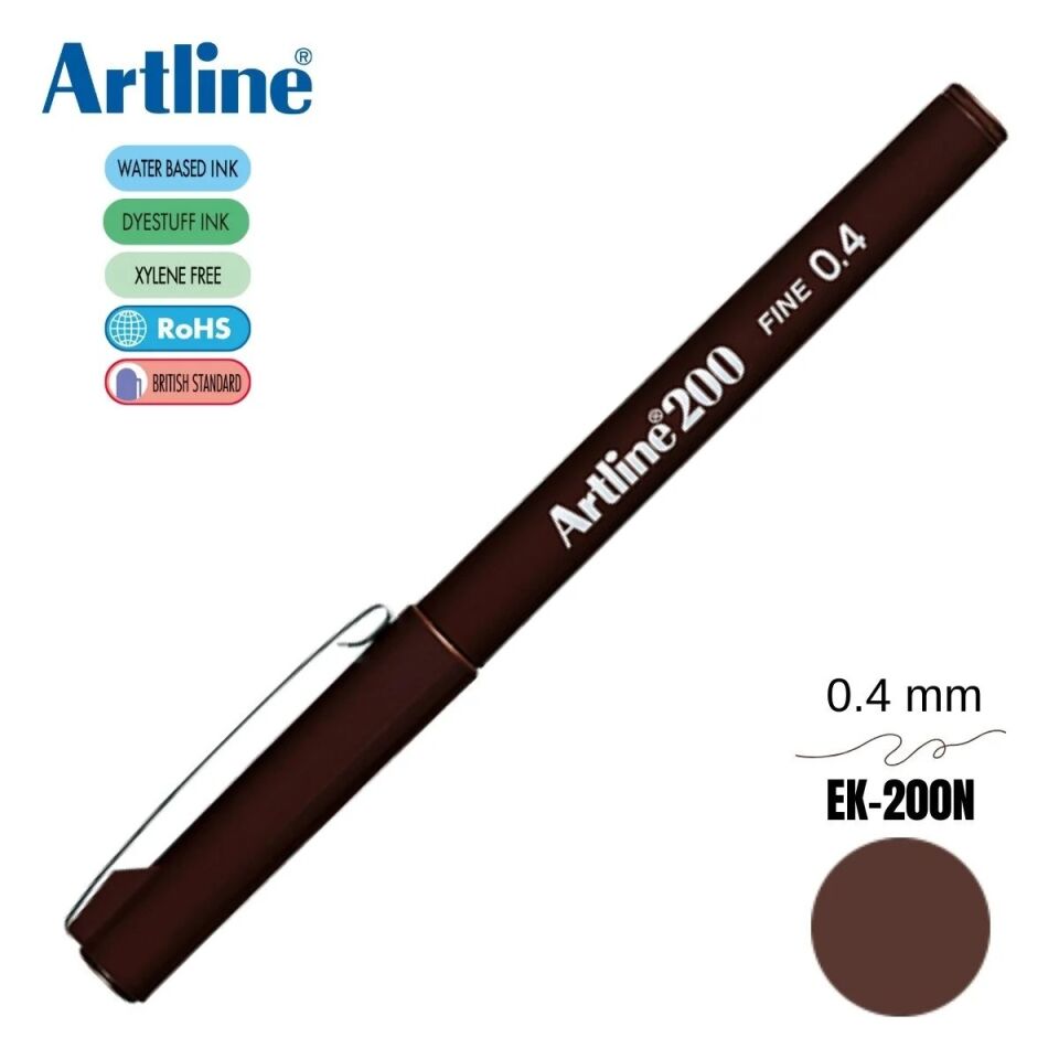 Artline Ek-200n Fine Keçe Uçlu Yazı Kalemi 0,4mm Koyu Kahverengi
