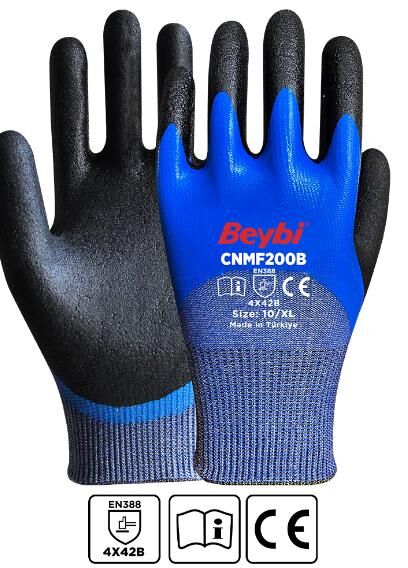 Beybi Cnmf200b 10 Beden 12li Kesilmeye Dayanıklı Mikro Köpük Nitril Kaplı Eldiven