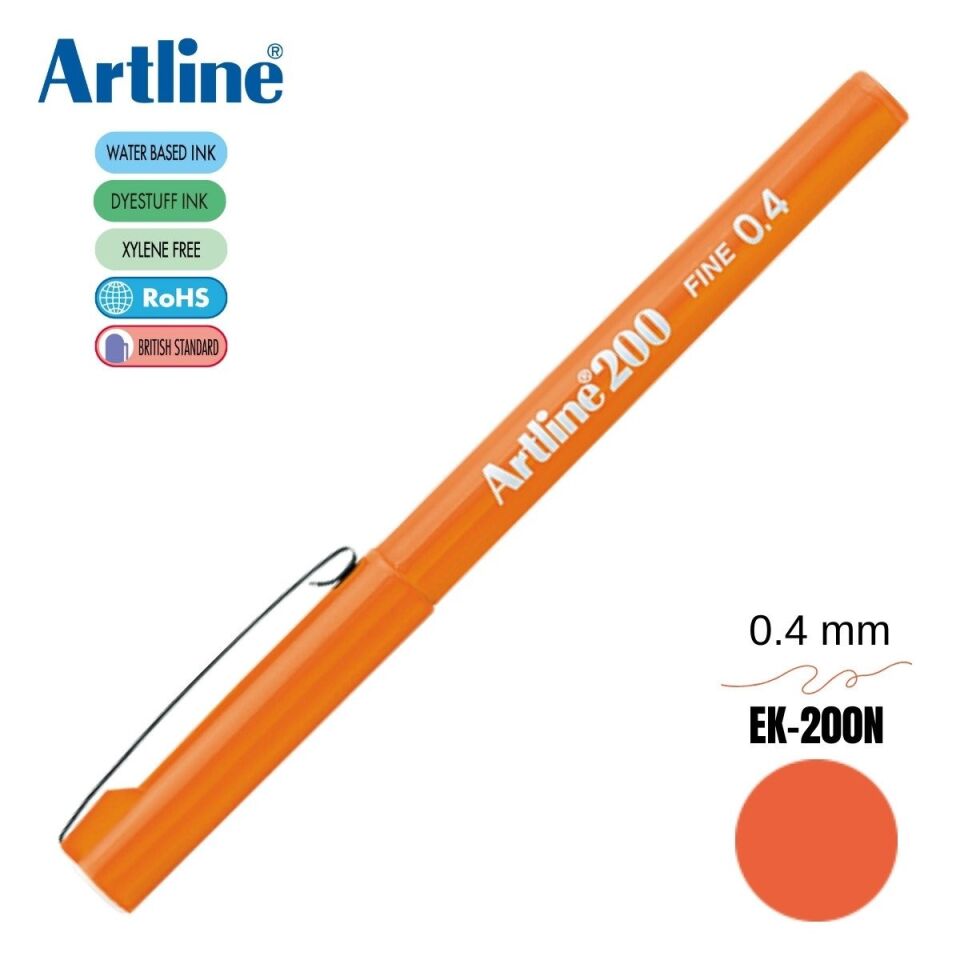 Artline Ek-200n Fine Keçe Uçlu Yazı Kalemi 0,4mm Turuncu