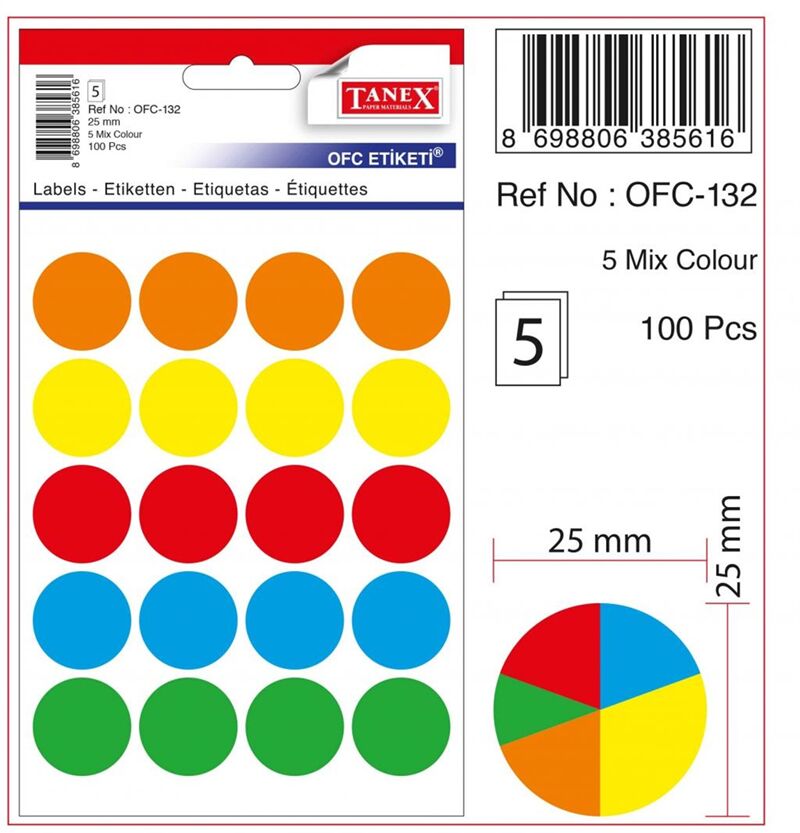 Tanex Ofis Etiketi Ofc-132 25mm 100 Lü