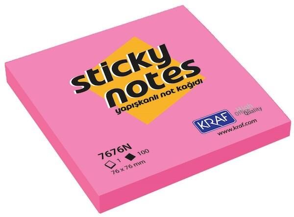 Kraf Yapışkanlı Not Kağıdı 76x76 Mm Neon 7676n