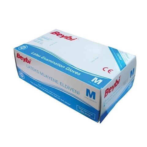 Beybi Lateks Pudralı (m) Medium Beden Muayene Eldiven 100lü Paket