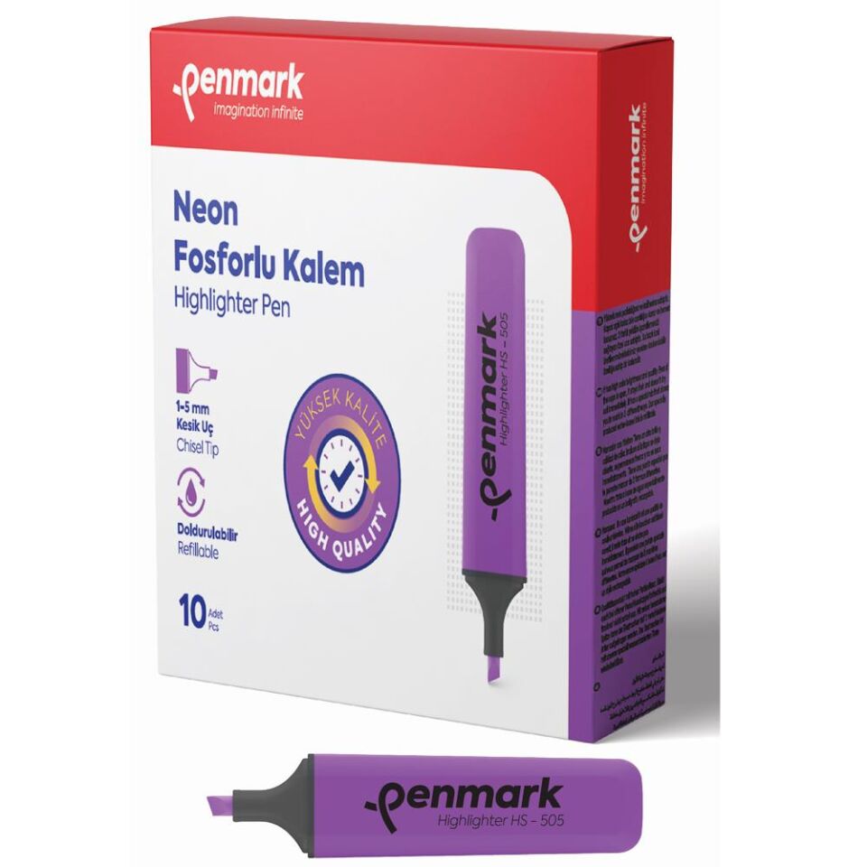 Penmark Neon Fosforlu Kalem Lila Hs-505-05