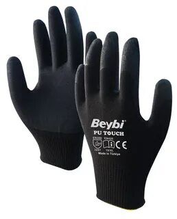 Beybi 10 Beden 12li Paket Poliüretan Kaplı Pu Touch Siyah Montaj Eldiven En388 (3121x)