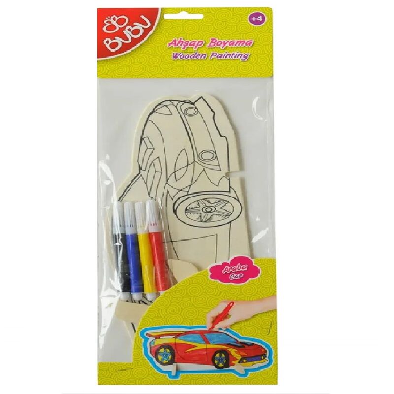Bu-bu Ahşap Araba Boyama Set Ab0041