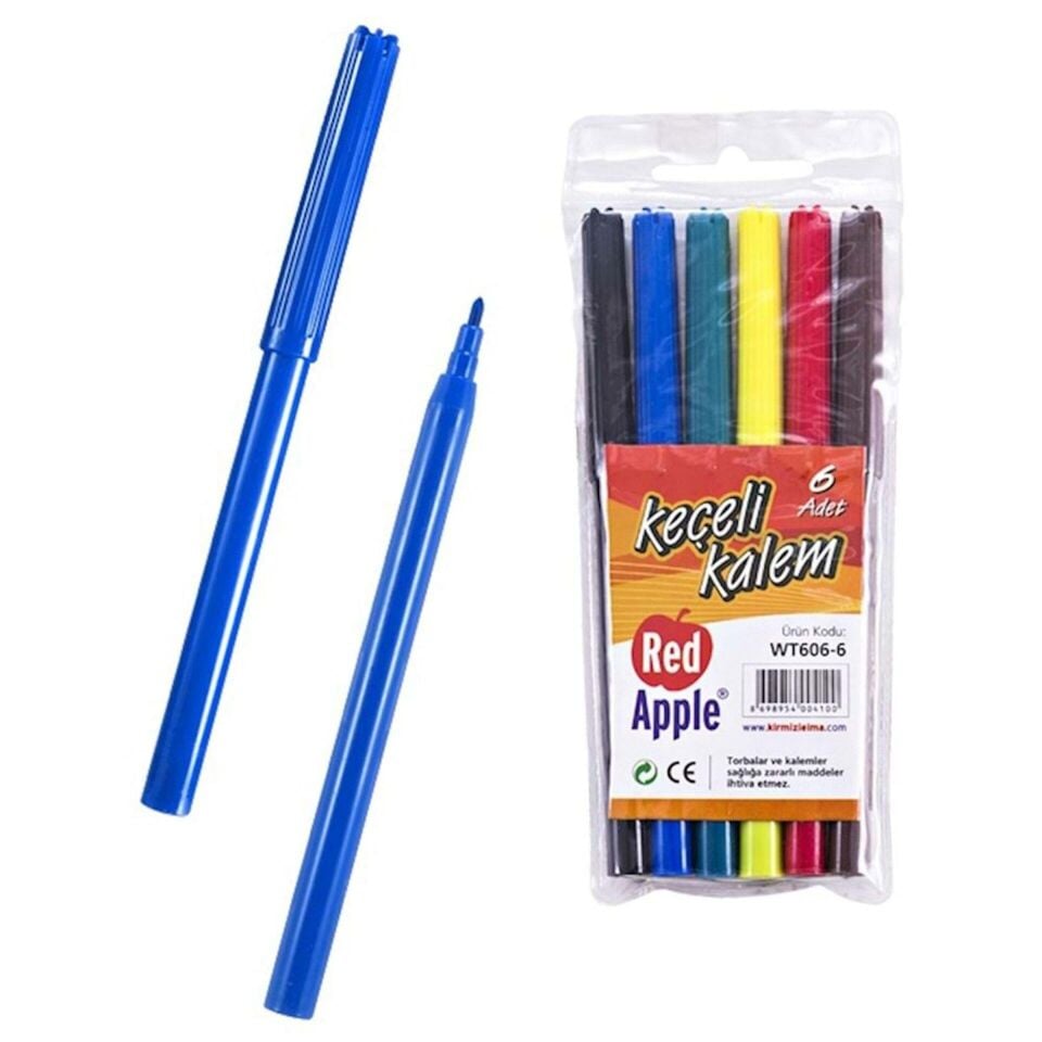 Red Apple Keçeli Kalem 6'lı Pvc Wt606-6