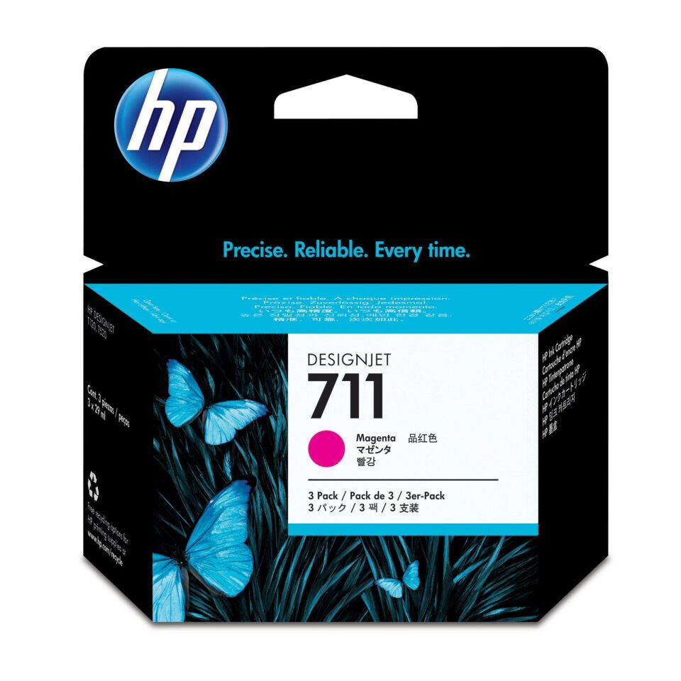 Hp 711 Magenta Kırmızı 29ml 3lü Plotter Kartuş Seti Cz135a