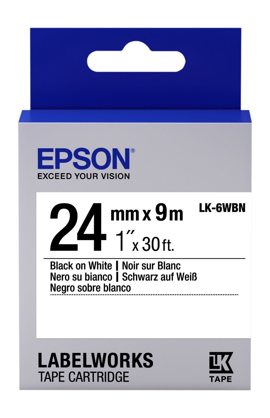 Epson Lk-6wbn Standard Siyah Üzeri Beyaz 24mm 9metre Etiket