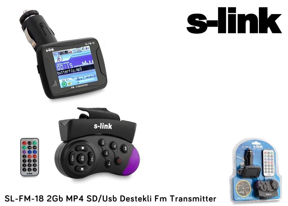 S-link Sl-fm-18 2gb Mp4 Transmıtter Sd+usb Destekli Kumandalı Direksiyon Kumandalı