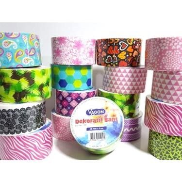 Vagon Dekoratif Koli Bantı 48 Mm 5 Mt Desenli T-12