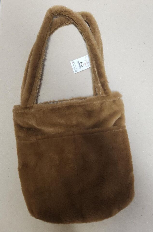 Taros Peluş Askılı Çanta Kahve 7017