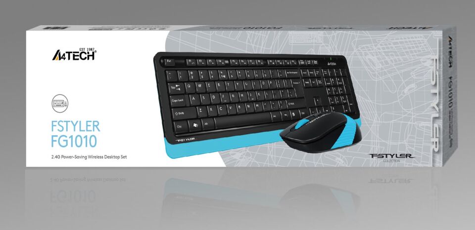 A4 Tech Fg1010 2.4g Mavi Q Fn-mm Klv+optik Mouse Set
