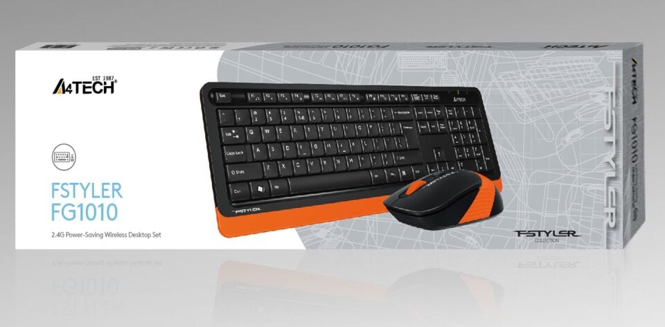 A4 Tech Fg1010 2.4g Turuncu Q Fn-mm Klv+optik Mouse Set