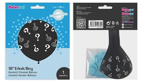 Balonevi 18'' Çepeçevre Baskılı Erkek Cinsiyet Konfetili Balon