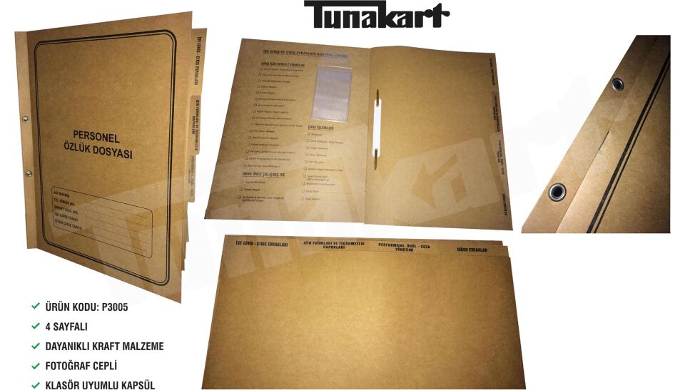 Tuna Askılı Dosya 4'lü Personel Özlük Demir Çubuklu 450104