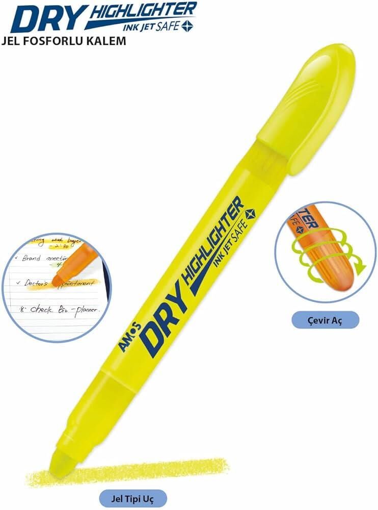 Amos Fosforlu Kalem Jel Dry Sarı Kem-hldyl