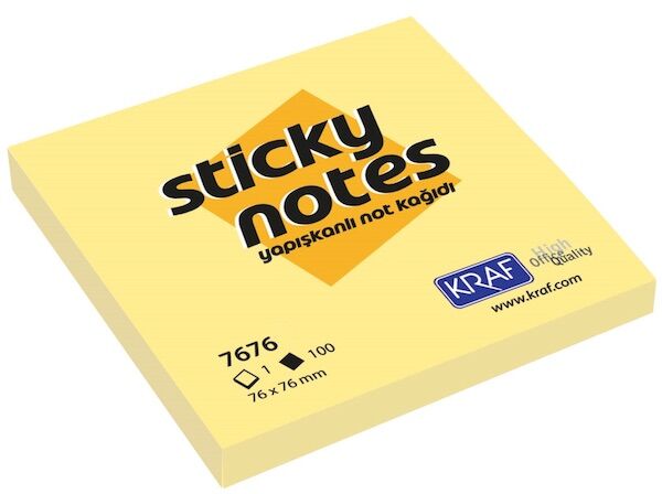 Kraf Yapışkanlı Not Kağıdı 76x76 Sarı 7676