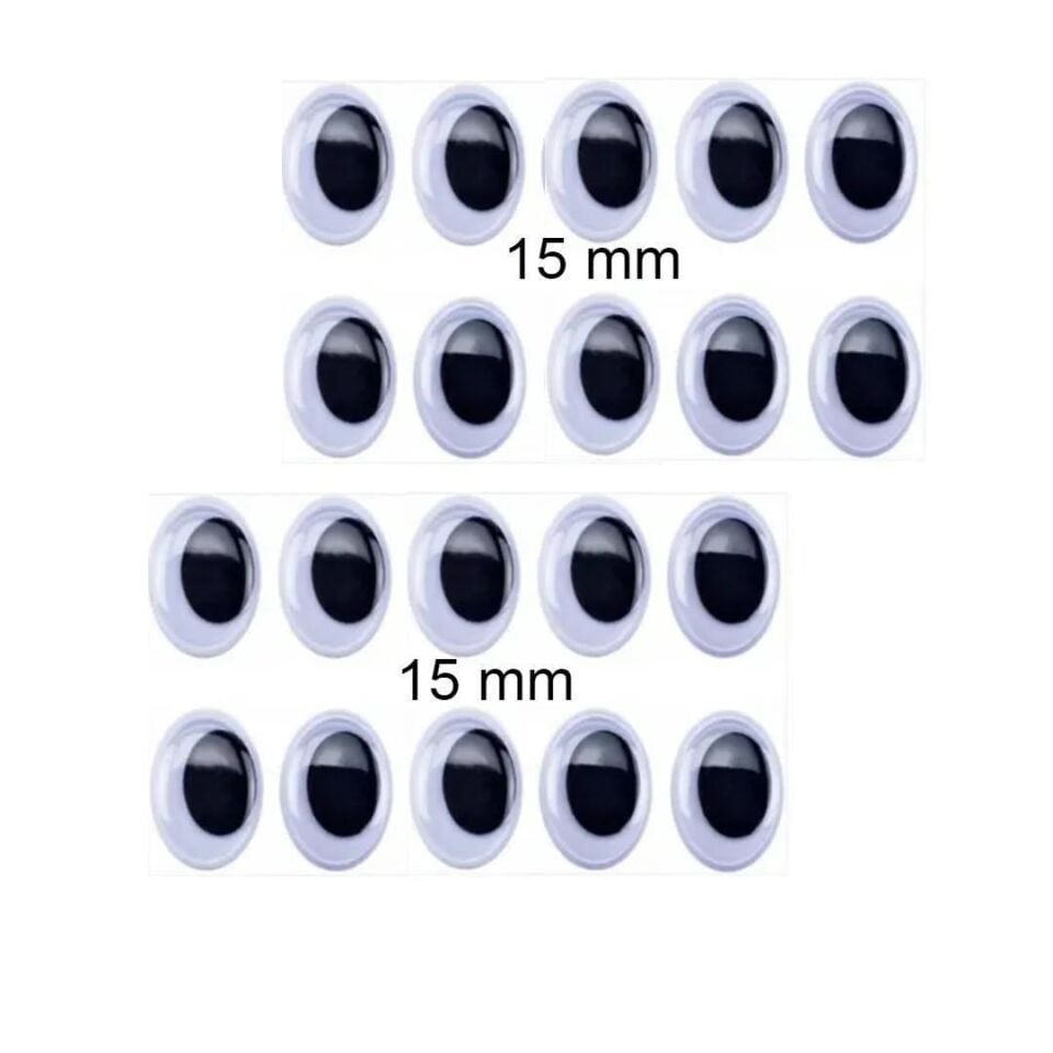 Esmay Beyaz Oynar Göz Kirpiksiz 15 Mm 100 Lü G3411