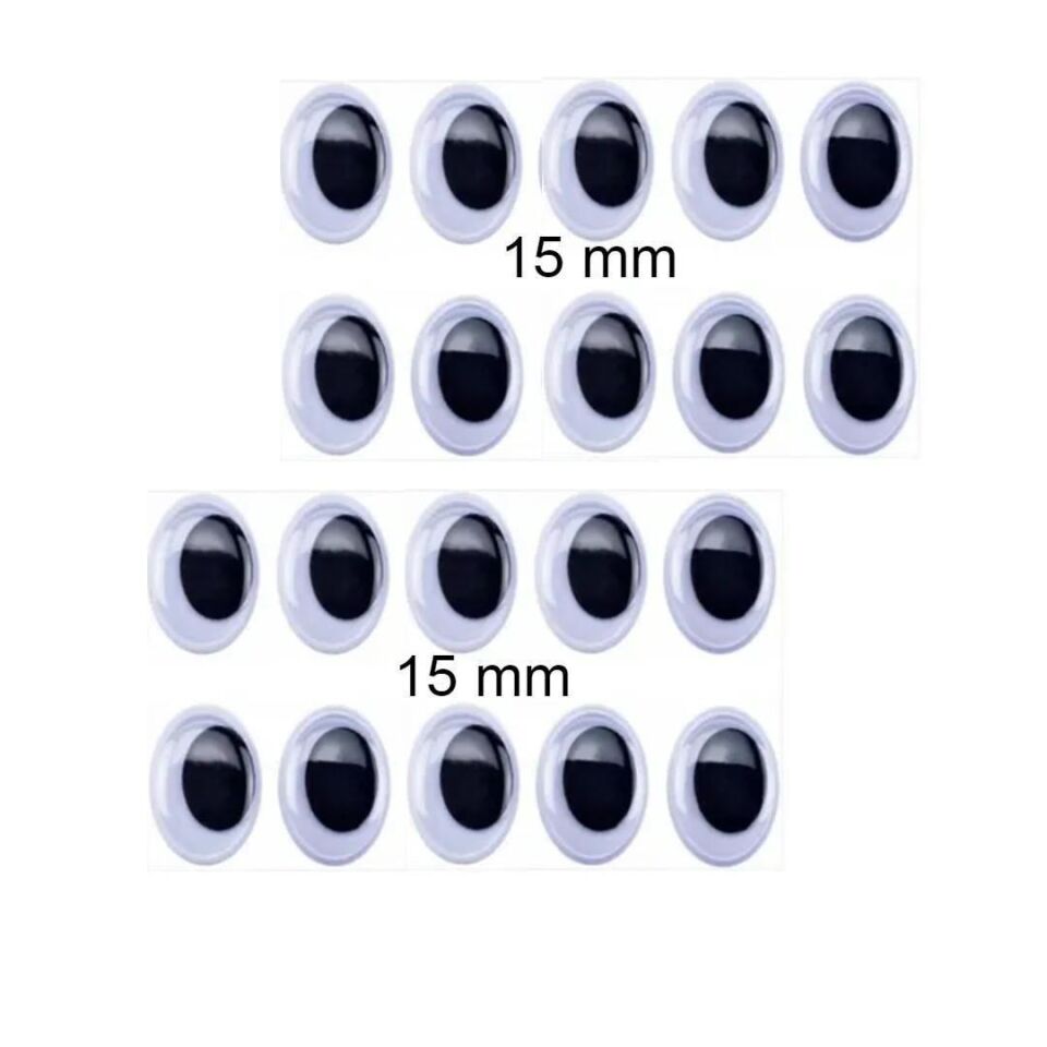 Esmay Beyaz Oynar Göz Kirpiksiz 15 Mm 100 Lü G3411