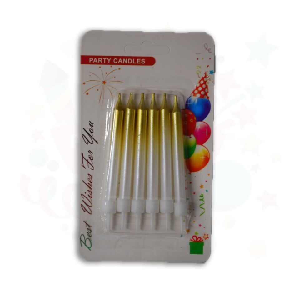 Nedi Mum Çubuklu 6'lı Renk Geçişli 8 Cm Altın Nd-7146