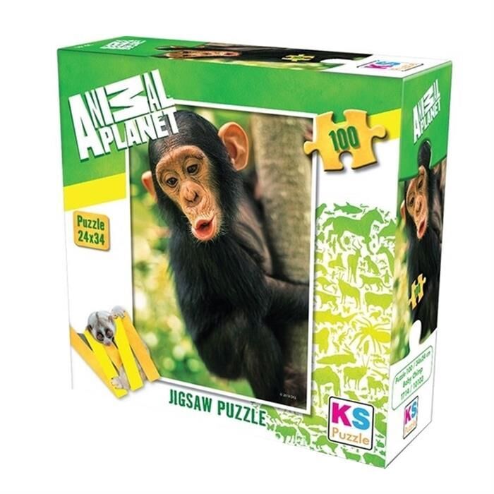 Ks Games Puzzle 100 Parça Baby Chimp Anımal Planet 10103