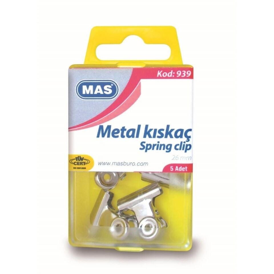 Mas Metal Kıskaç 26 Mm 5'li Beyaz 939