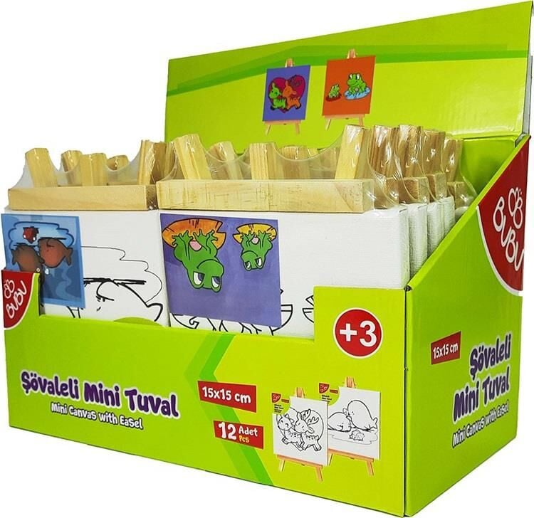 Bu-bu Mini Şövaleli Tuval Seti Desenli 15x15 Cm Tu0018