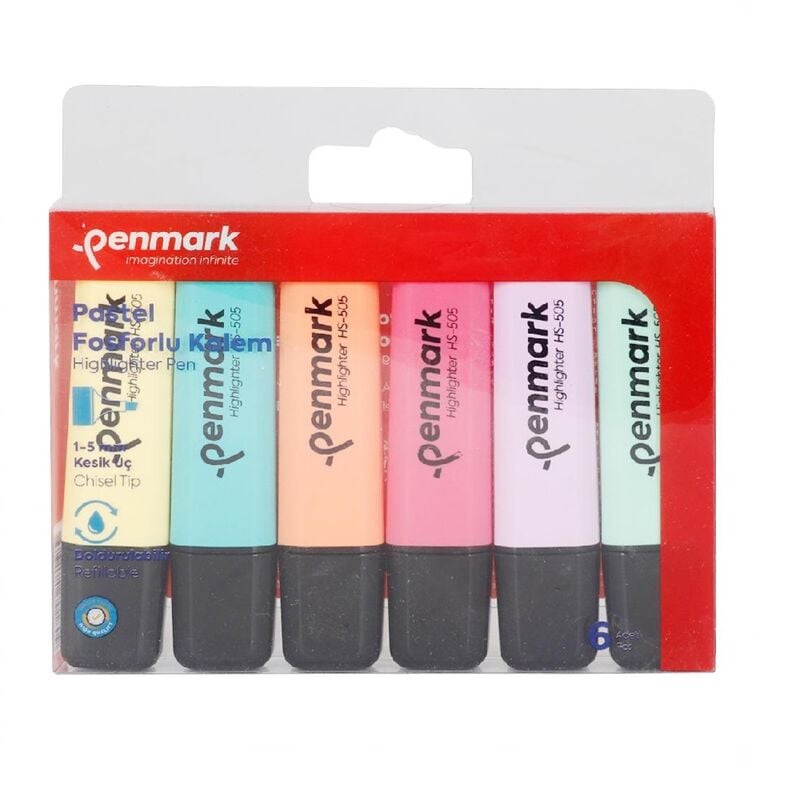 Penmark Fosforlu Kalem 6'lı Set Pastel Hs-505-6p