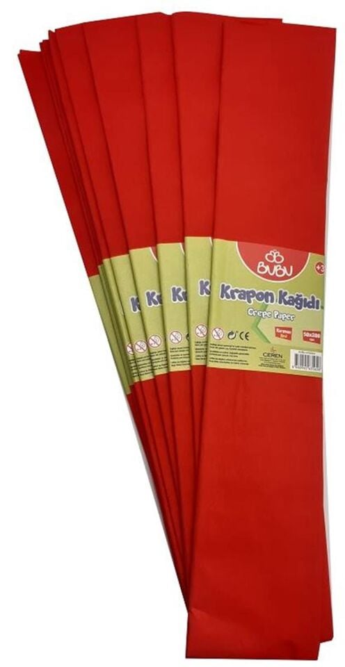 Bu-bu Krepon Kağıdı Kırmızı 10'lu Paket Kr0004