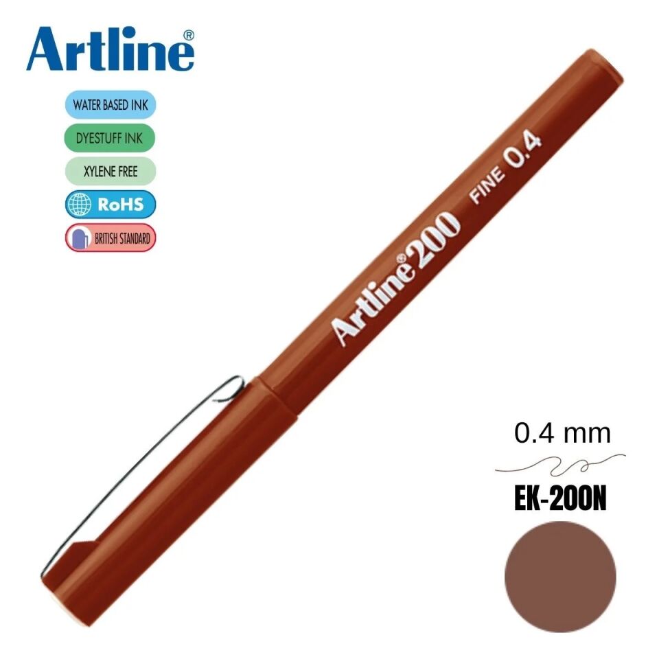 Artline Ek-200n Fine Keçe Uçlu Yazı Kalemi 0,4mm Kahverengi