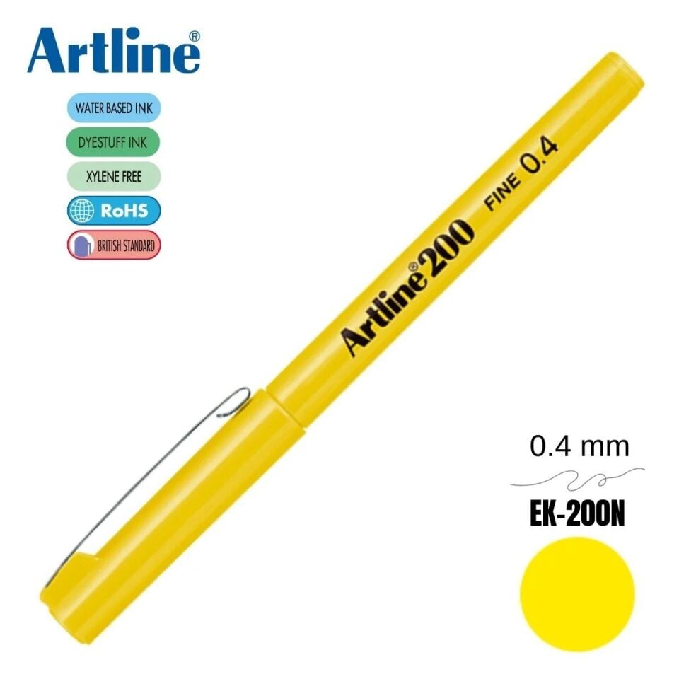 Artline Ek-200n Fine Keçe Uçlu Yazı Kalemi 0,4mm Sarı