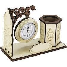 Şekilay Ahşap Kalemlik Saatli Saksılı 13924