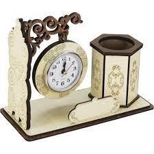 Şekilay Ahşap Kalemlik Saatli Saksılı 13924